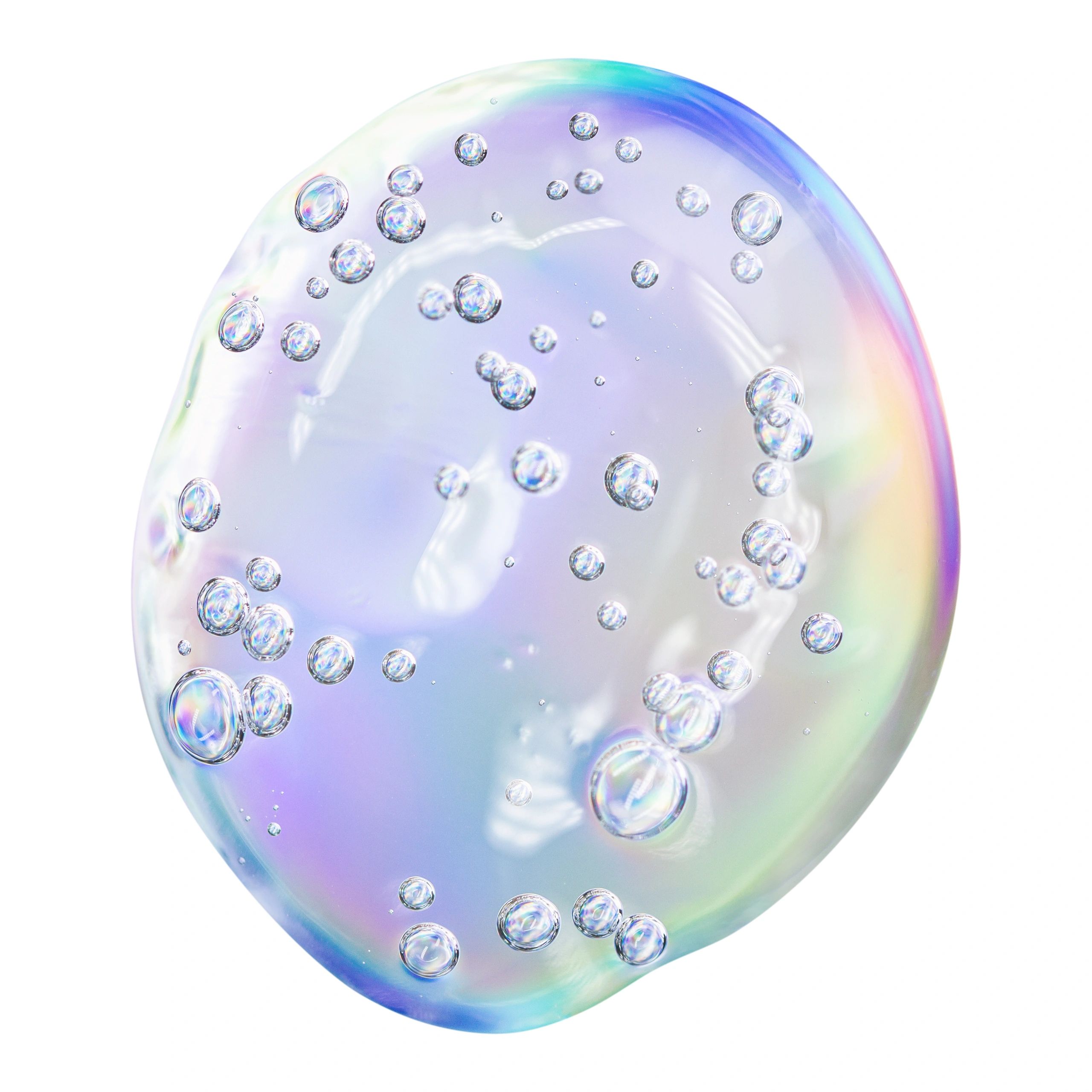 Macro Cosmetic Gel Drop with Air Bubbles Isolated on white Background